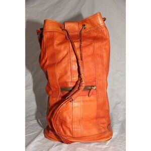 Vintage 1970's Genuine Leather Barrel Bag Purse Sling Handmade In Columbia